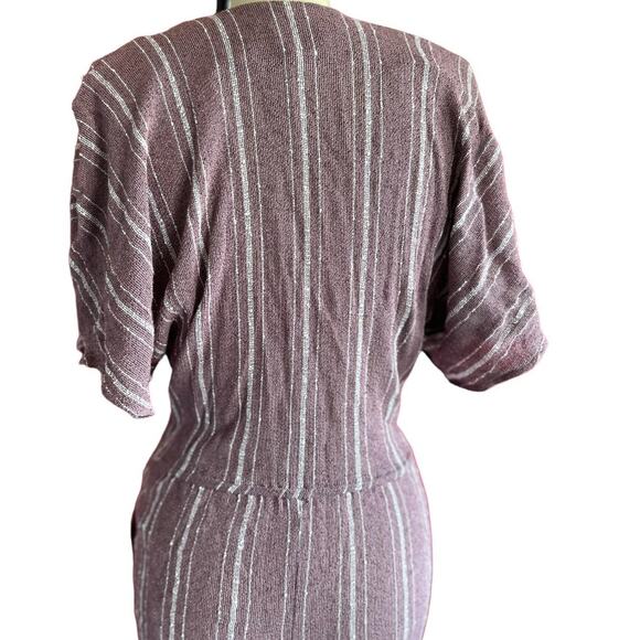 Vintage Womens Romper Small Mauve Stripes Straight Leg Resort Wear Tropical - Picture 6 of 7